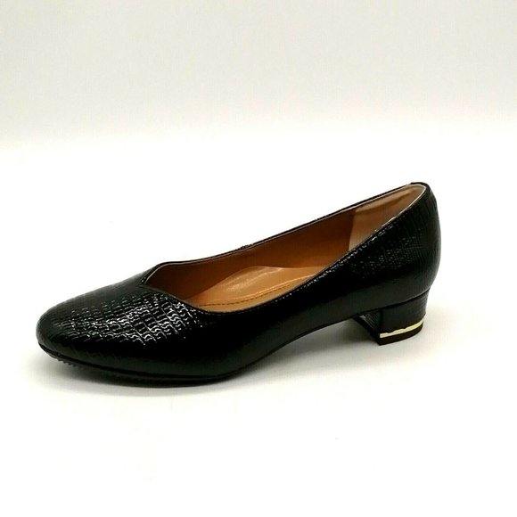 J Renee Womens Bambalina‎ Chunky Heel Slip On Pump Cushioned Black Sz 5.5 M NEW - Picture 1 of 10